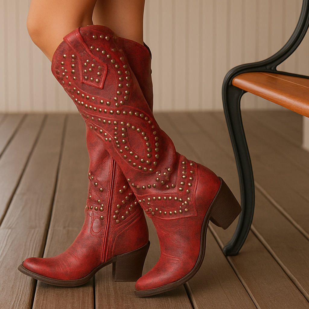 Matilda - Tall Studded Western Boots