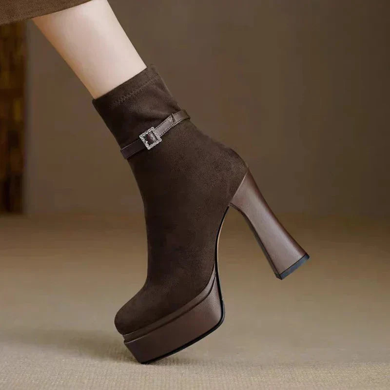 Janet - Suede Wedge Boots