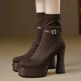 Janet - Suede Wedge Boots