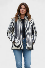 Philippa - Black and White Swirl Quilted Jacket