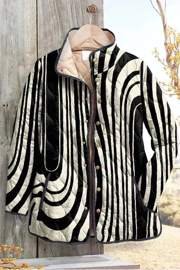 Philippa - Black and White Swirl Quilted Jacket