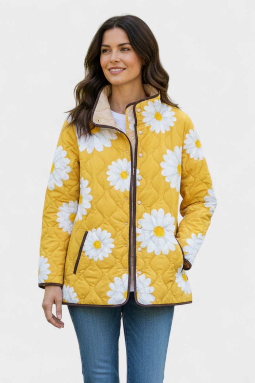 Margot - Yellow Daisy Quilted Jacket