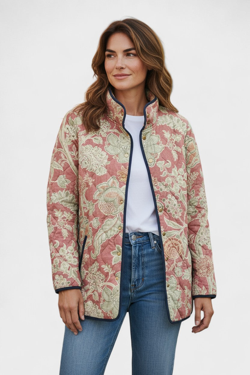 Iris - Light Dusty Rose Floral Quilted Jacket