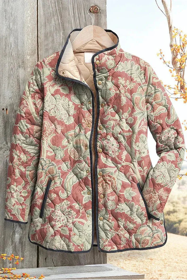 Iris - Light Dusty Rose Floral Quilted Jacket