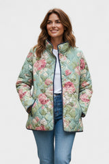 Juliet - Sage Floral Diamond Quilted Jacket