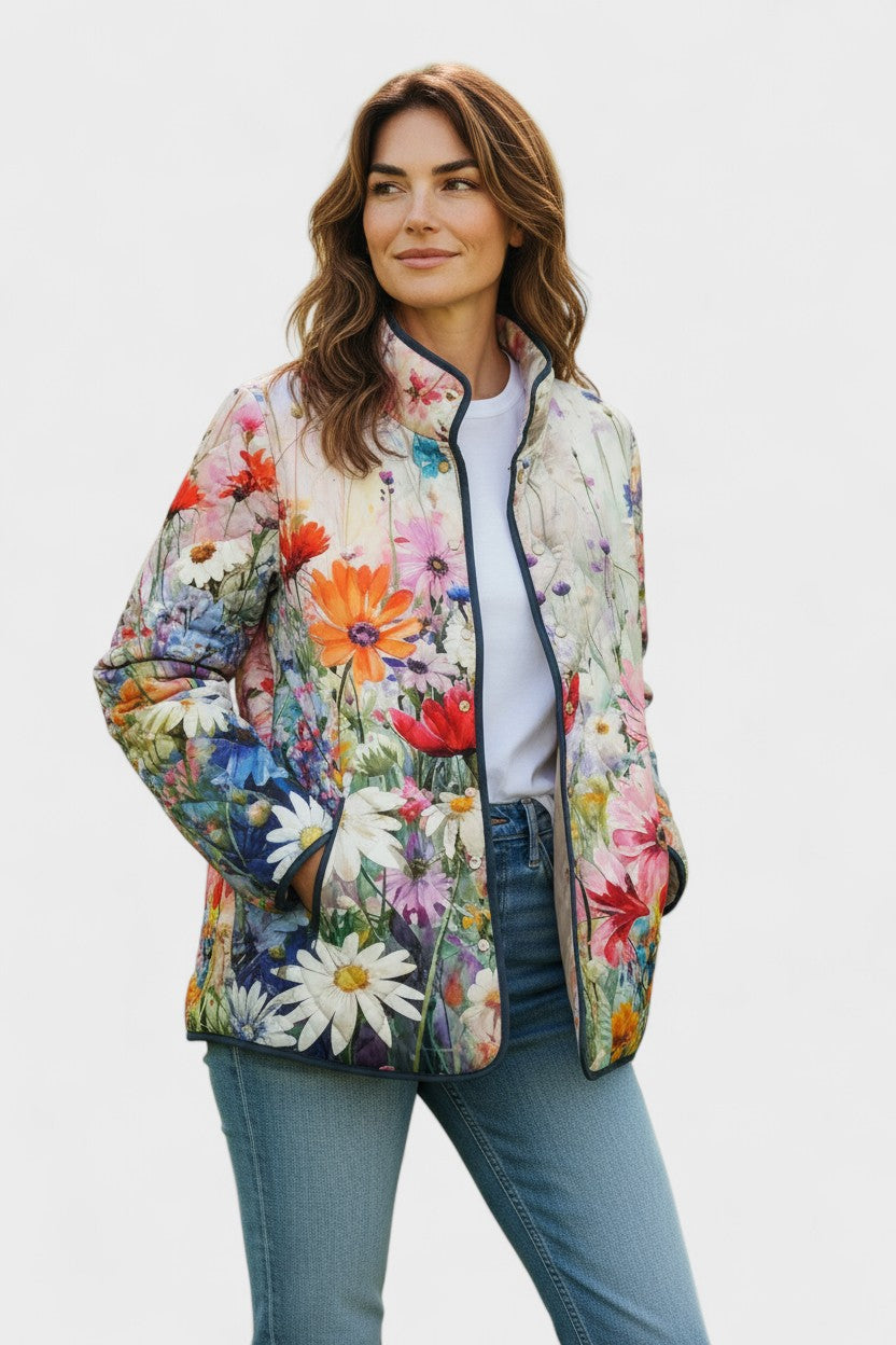 Georgina - Multicoloured Wildflower Quilted Jacket