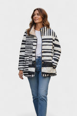 Adelaide - Black and White Striped Quilted Jacket