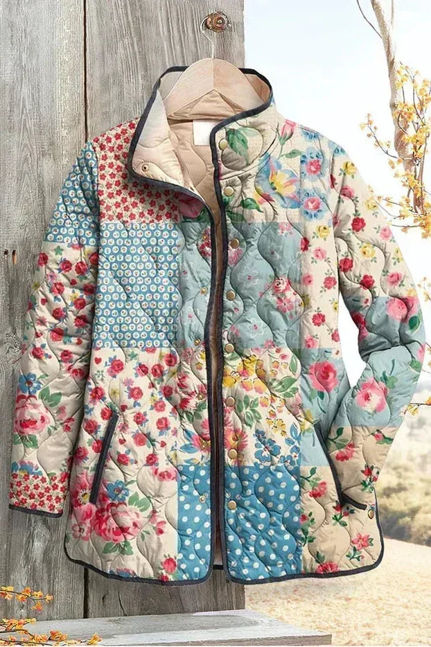 Bertha - Multicoloured Floral Patchwork Quilted Jacket