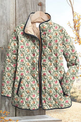 Celeste - Sage Green Floral Quilted Jacket