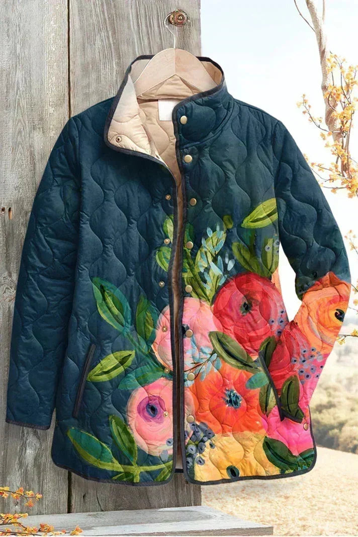 Felicity - Teal Floral Quilted Jacket