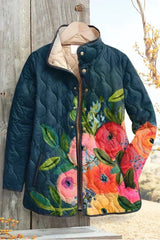 Felicity - Teal Floral Quilted Jacket