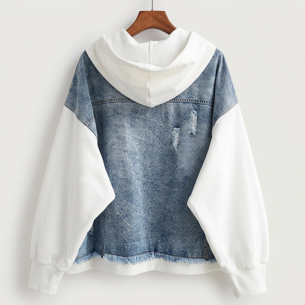 Ophelia - Two-Tone Hooded Denim Jacket