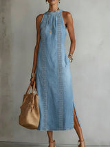 Julia - Retro Lace Denim Dress
