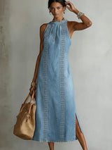 Julia - Retro Lace Denim Dress