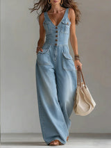 Sophie - Casual Denim Wide Jumpsuit