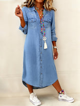 Helen - Casual Elegant Long Denim Shirt Dress