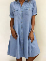 Patricia - Casual Denim Style Midi Dress