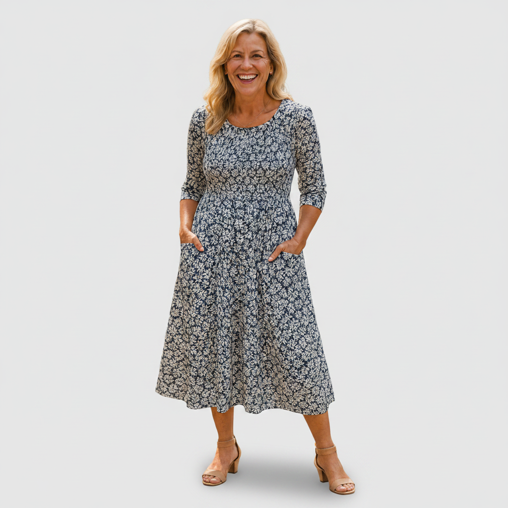 Blanche - Navy Midi Dress