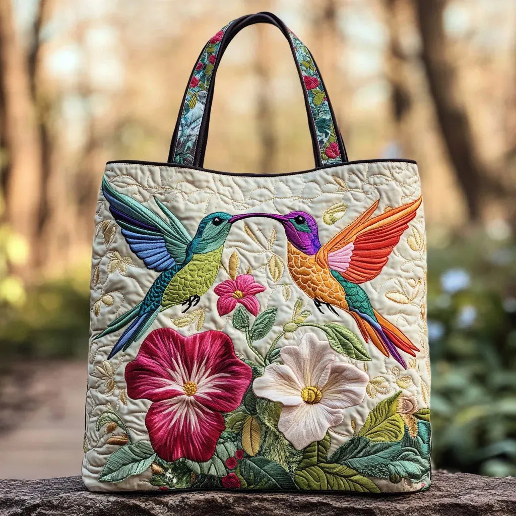 Handmade Bag - Hummingbird & Flowers
