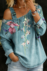 Carla - Denim Top with Exposed Shoulders