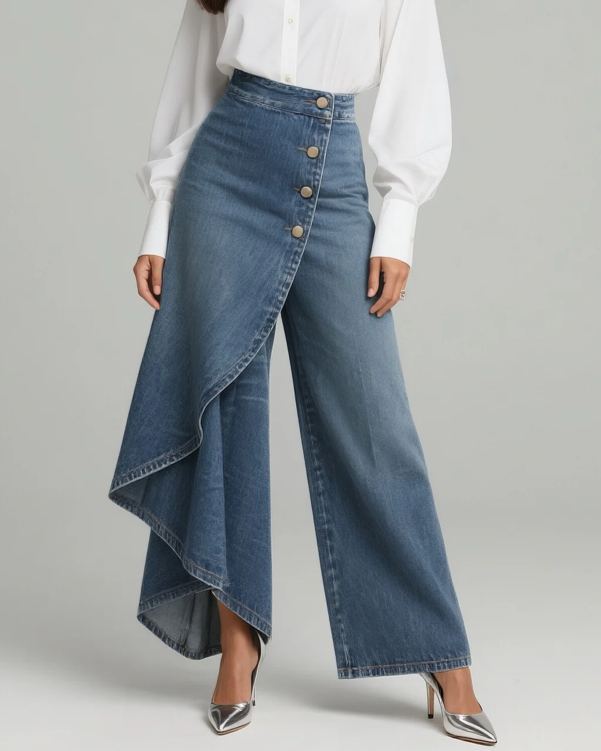 Amelia - Wrap Denim Trousers