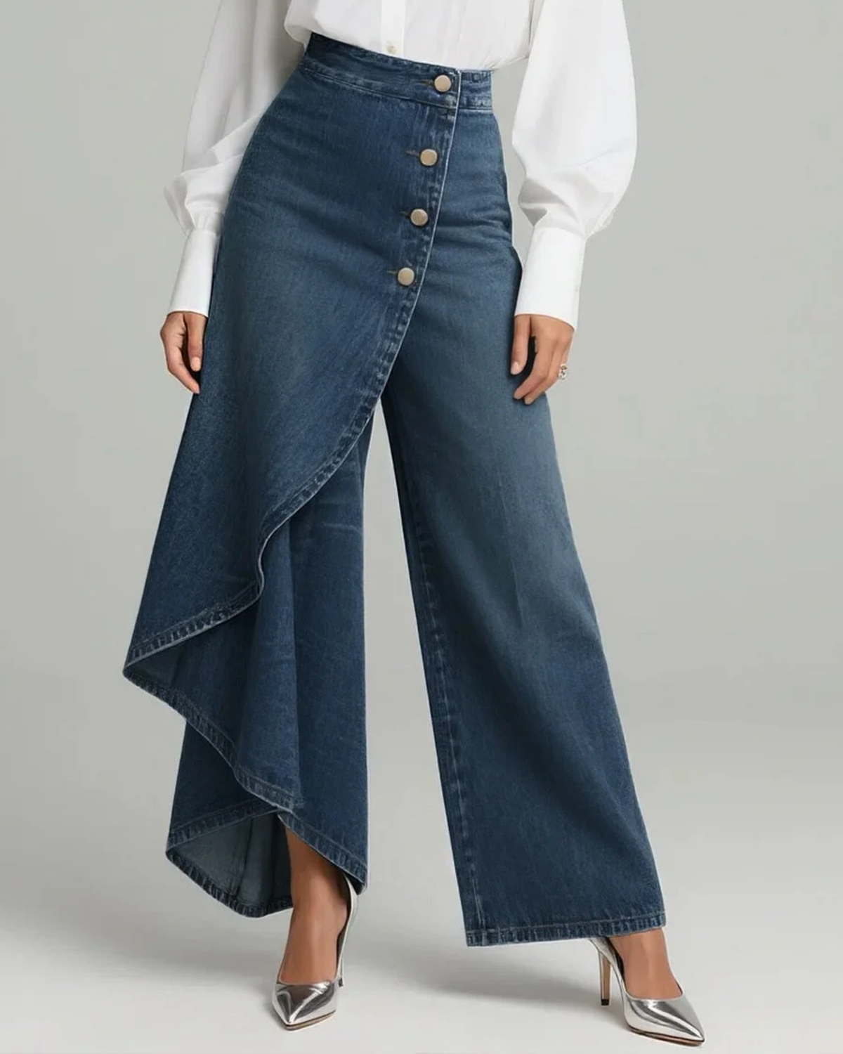 Amelia - Wrap Denim Trousers