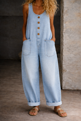 Sadie - Vintage Washed Cotton Denim Overalls