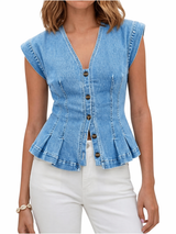 Viera - V-Neck Denim Top