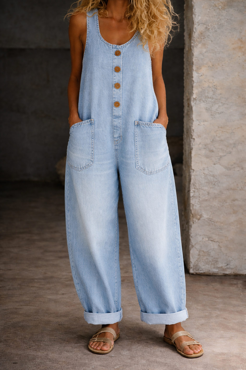 Saylor - Vintage Washed Cotton Denim Overalls