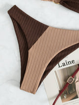 Natalie - Ribbed Two Tone High Leg Bikini