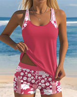 Susan - Swimsuit Tank Top with Printed Boxer Set
