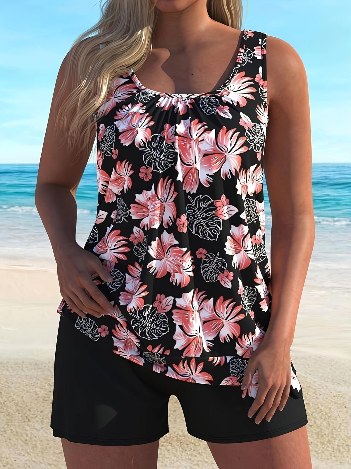 Samantha - Floral Print Tankini Set
