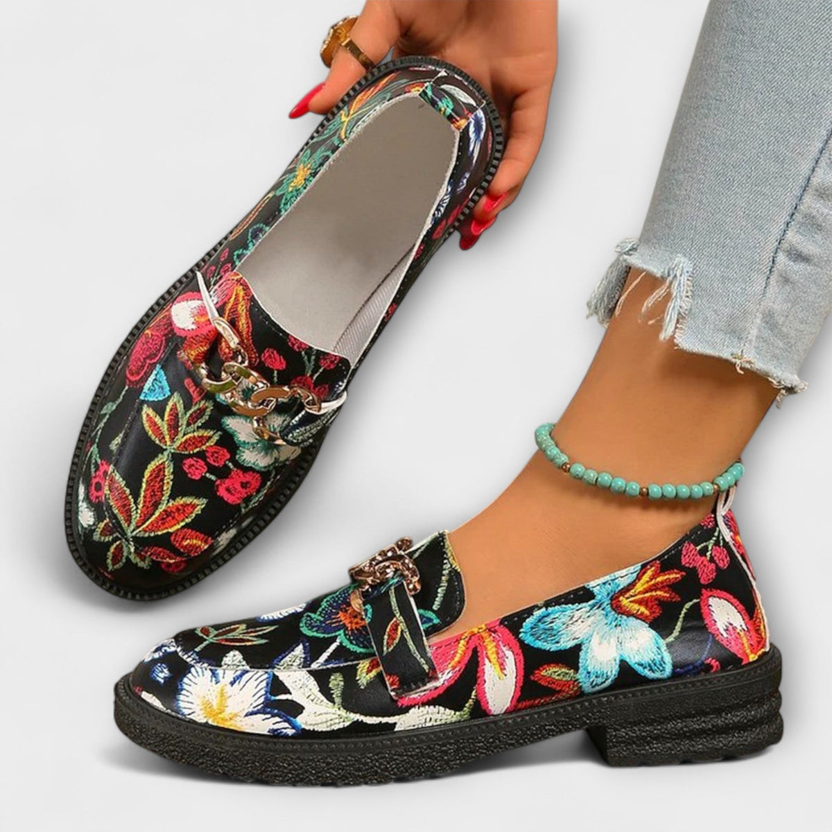 Alison – Multicolour Floral Loafers