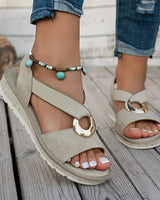 Stella - Flat Sandals With Metal Buckle