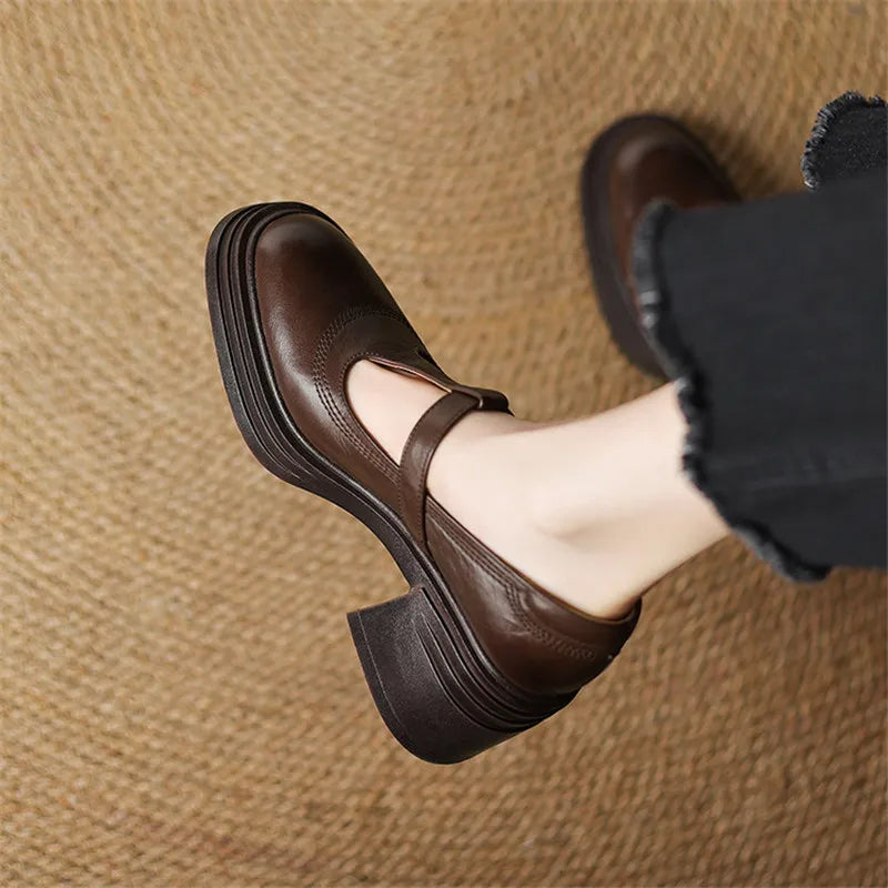 Evelyn - Chunky T-Strap Pumps