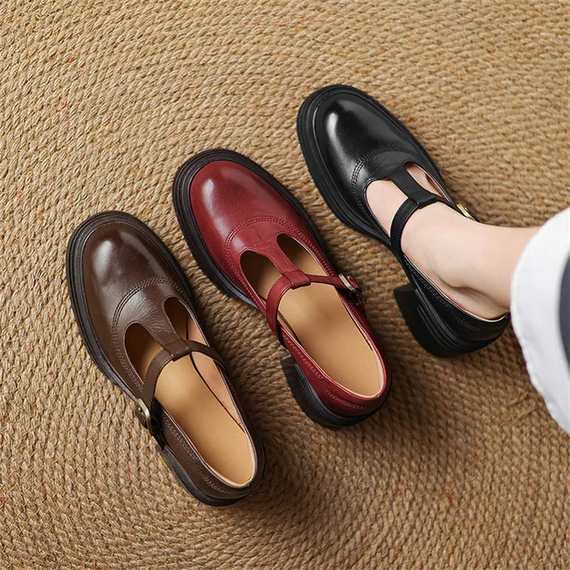 Evelyn - Chunky T-Strap Pumps