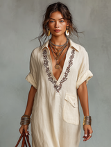 Beatrice - Embroidered Shirt Dress
