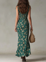 Zara - Retro Boho Maxi Dress with Flowing Sleeves and Side Slit