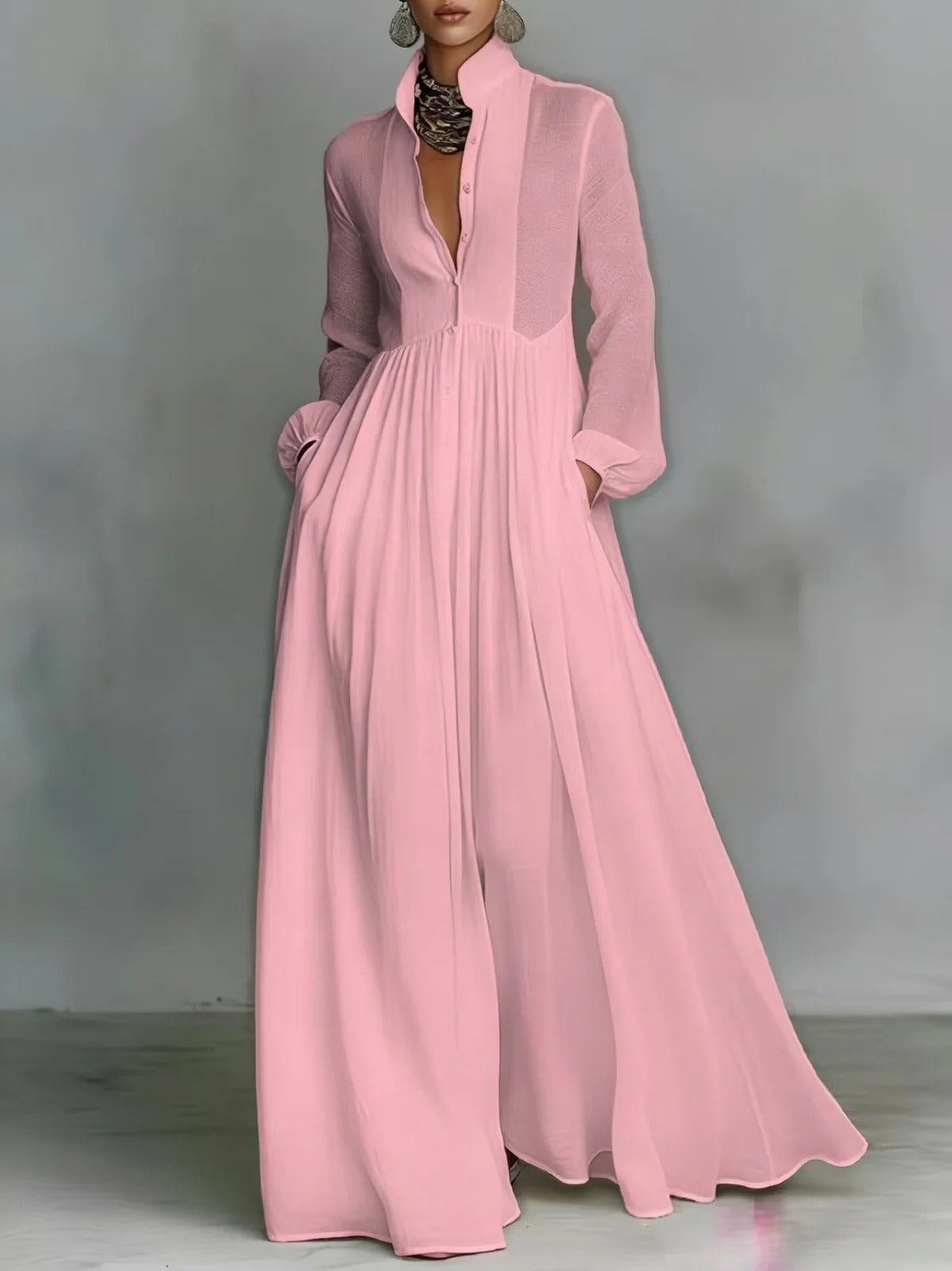 Christine - Flowing Button-Front Maxi Dress
