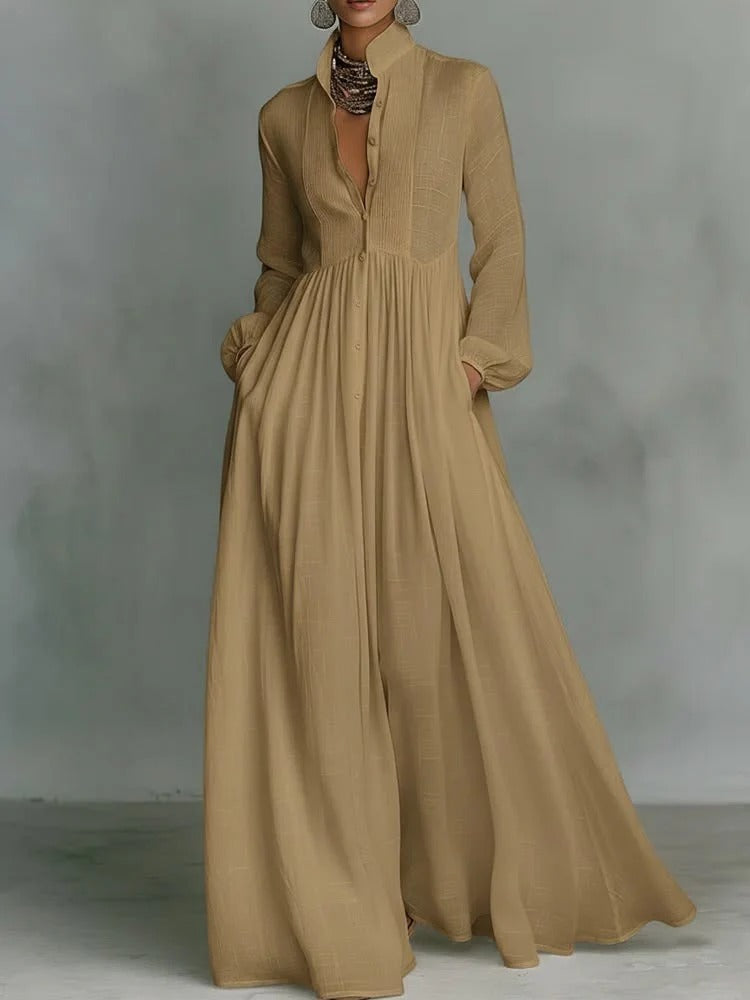 Christine - Flowing Button-Front Maxi Dress