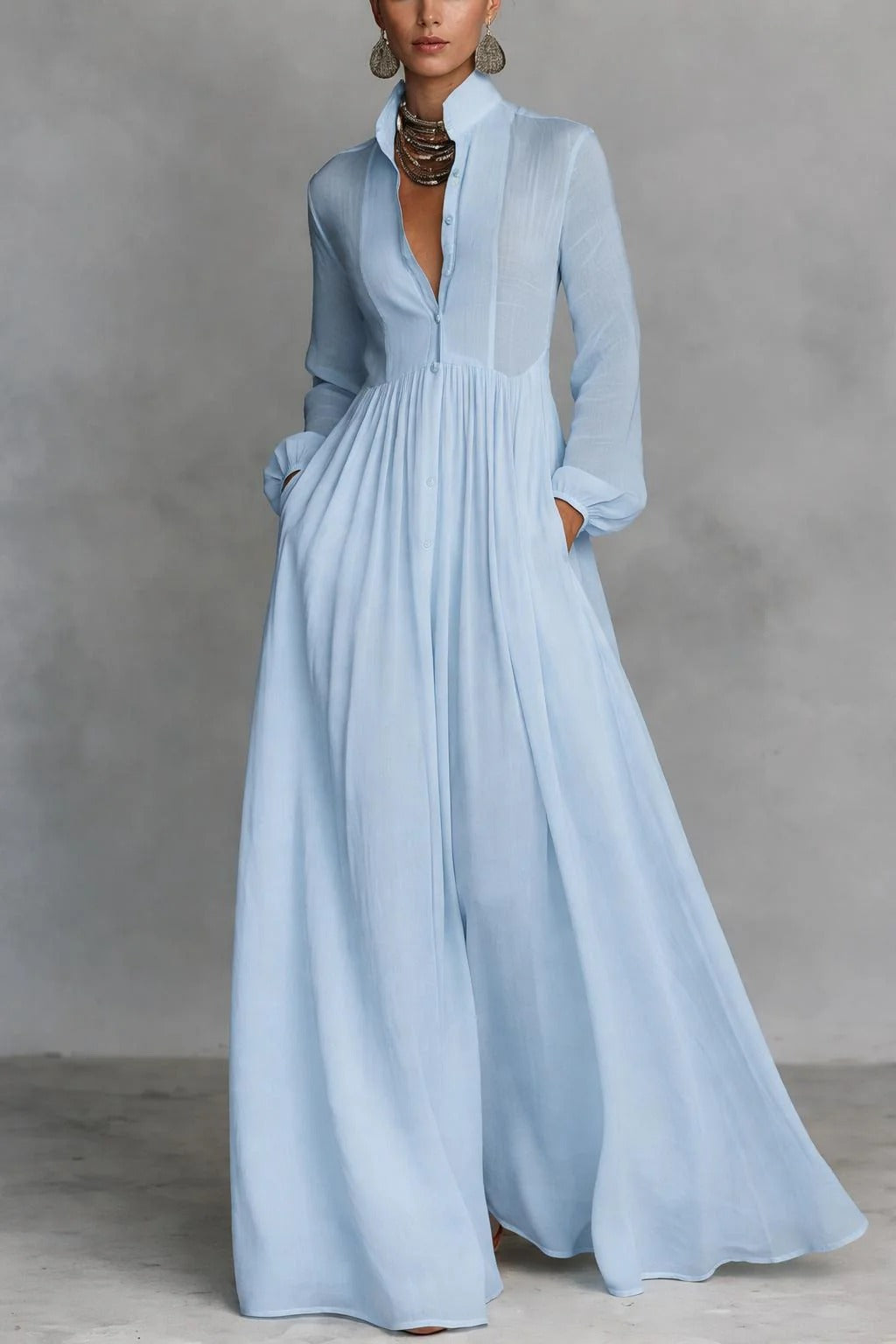 Christine - Flowing Button-Front Maxi Dress
