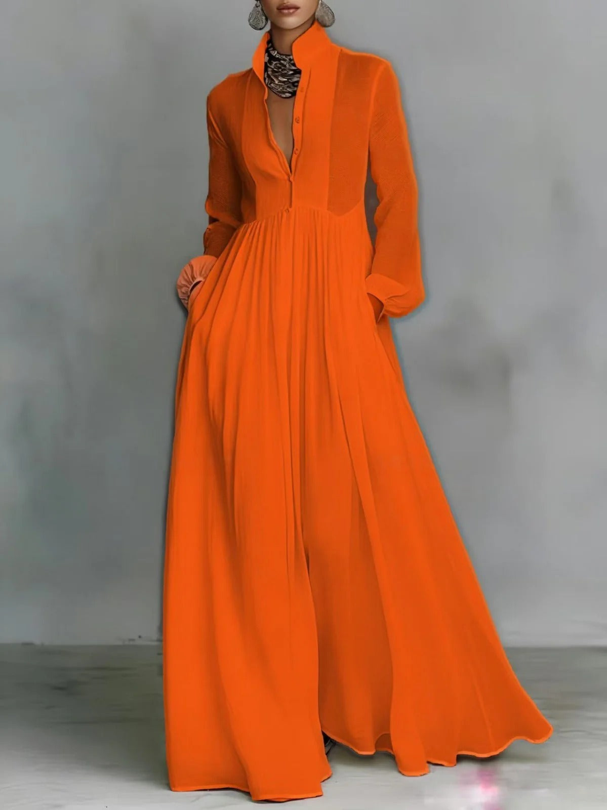 Christine - Flowing Button-Front Maxi Dress