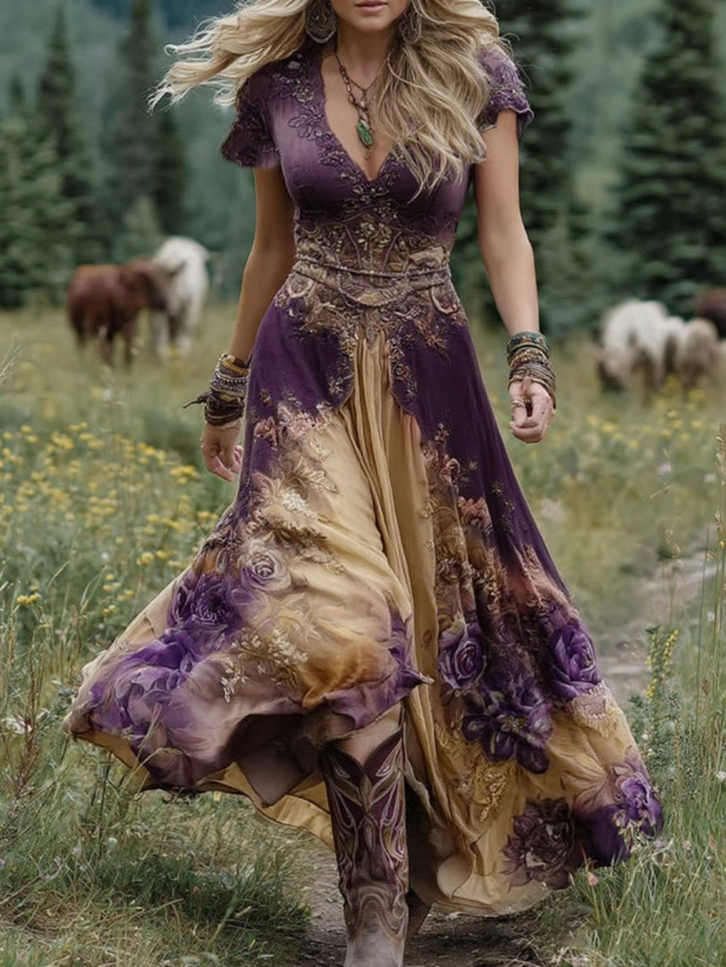 Serena - Short Maxi Floral Dress