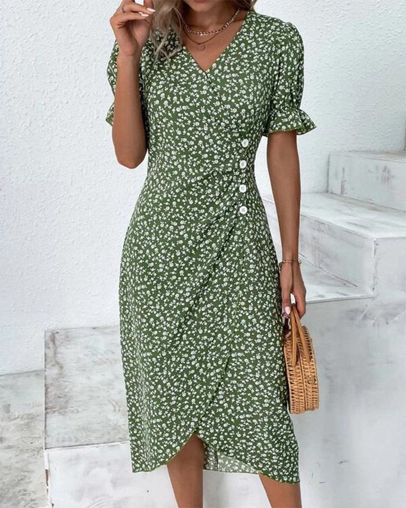 Giselle - Floral V-Neck Dress
