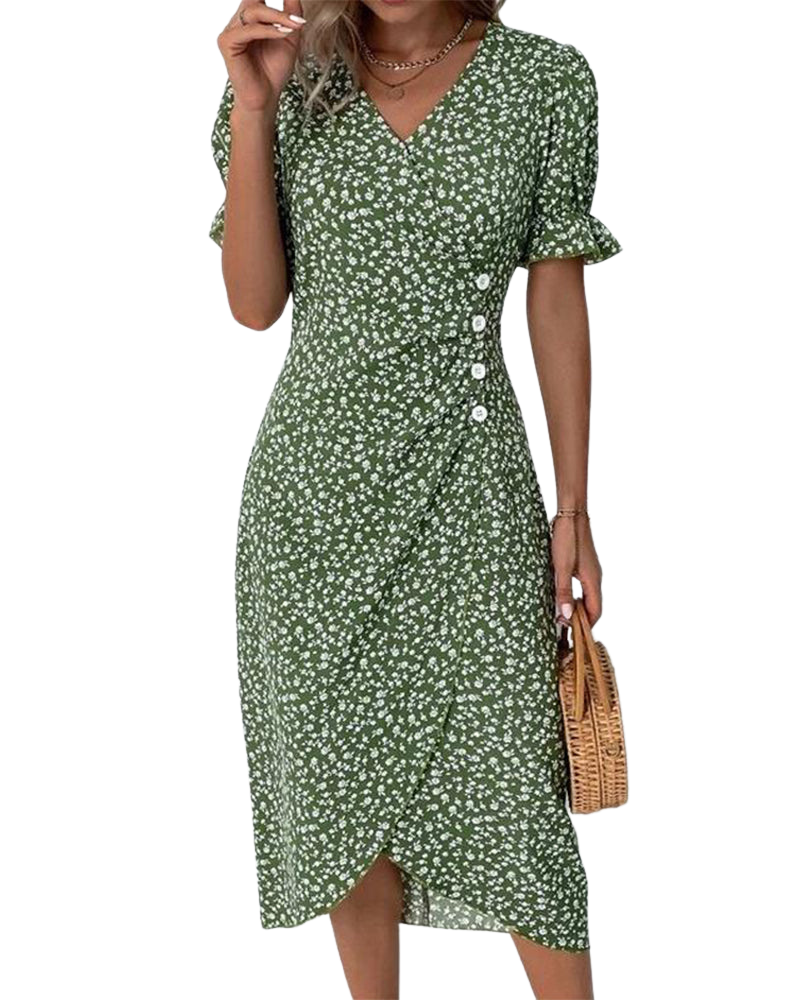 Giselle - Floral V-Neck Dress