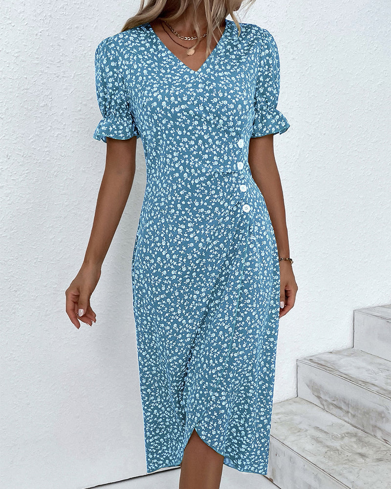 Giselle - Floral V-Neck Dress