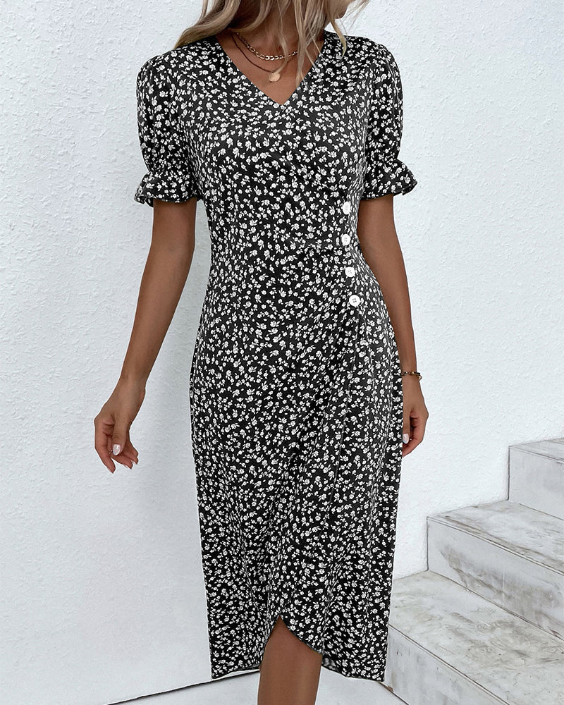 Giselle - Floral V-Neck Dress