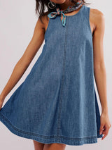 Nancy - Sleeveless Backless Denim Mini Dress