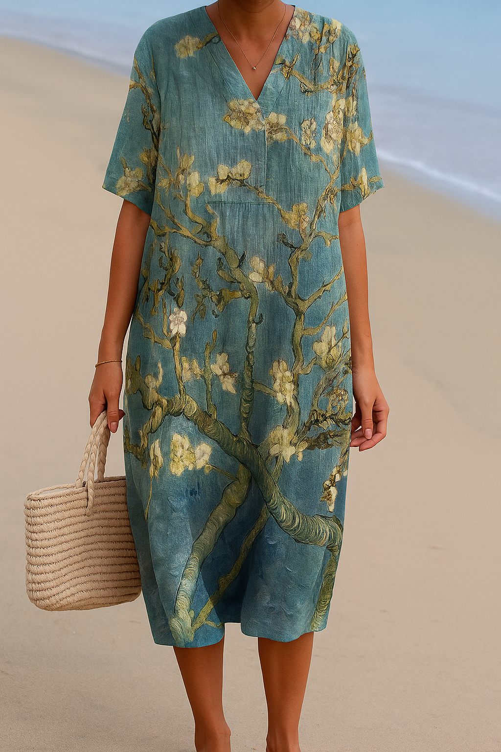 Mara - Floral Dress in Aqua Green
