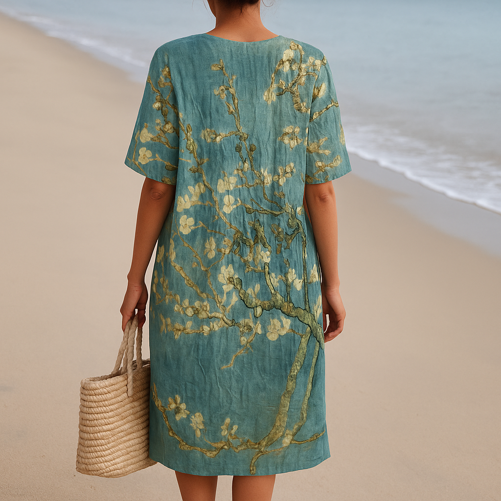 Mara - Floral Dress in Aqua Green